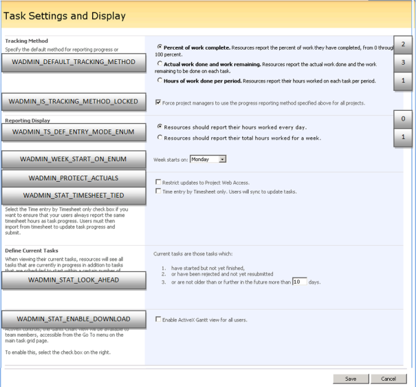Screenshot of "Task Settings and Display"
